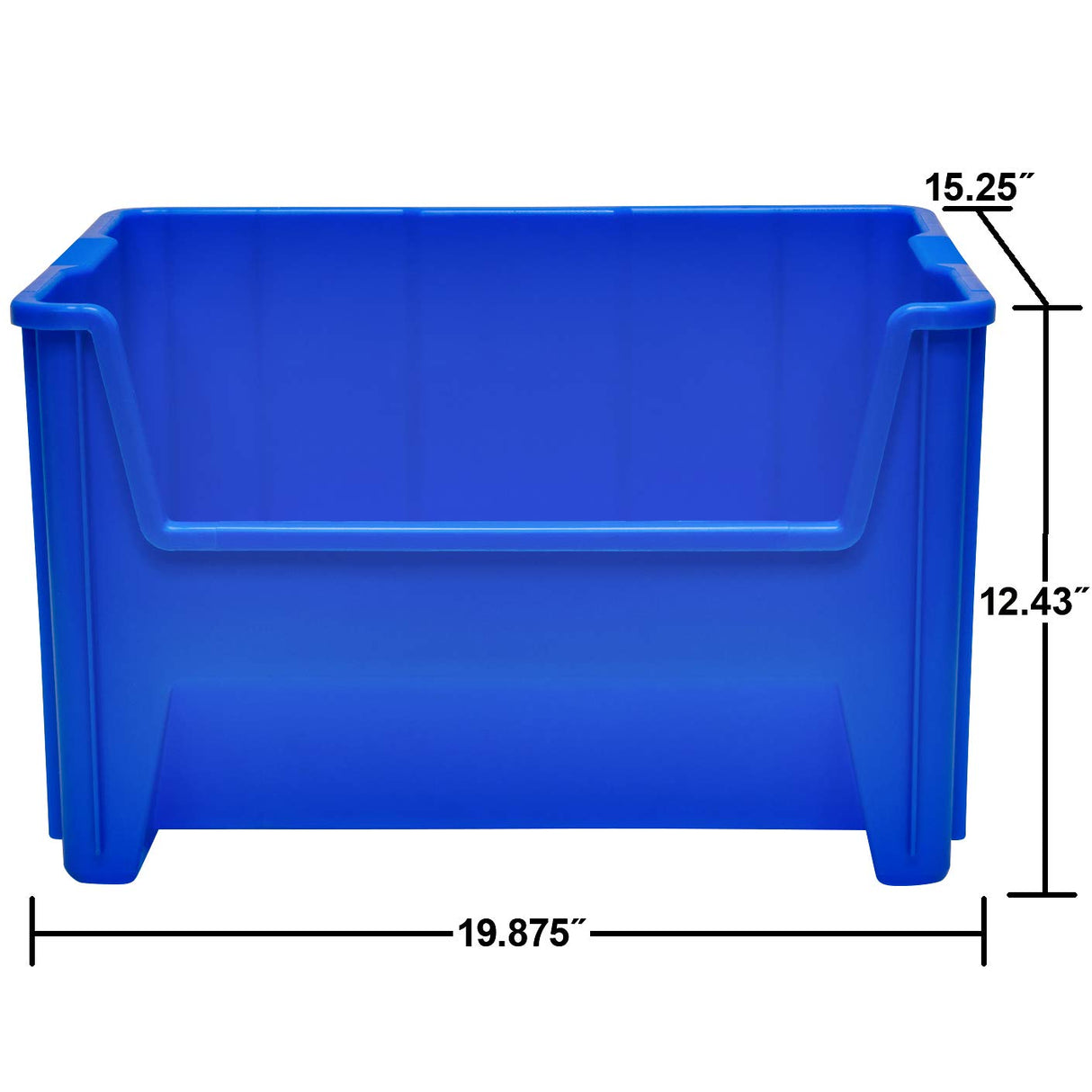 Akro-Mils 13017 Stak-N-Store Heavy Duty Stackable Open Front Plastic Storage Container Bin, (15-Inch x 20-Inch x 12-1/2-Inch), Blue, (3-Pack) Akro-Mils