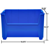 Akro-Mils 13017 Stak-N-Store Heavy Duty Stackable Open Front Plastic Storage Container Bin, (15-Inch x 20-Inch x 12-1/2-Inch), Blue, (3-Pack) Akro-Mils