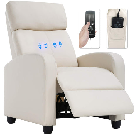 Recliner Chair for Living Room Massage Recliner Home Theater Seating Sofa Reading Chair Winback Single Sofa Modern Reclining Chair Easy Lounge with PU Leather Padded Seat Backrest BestMassage
