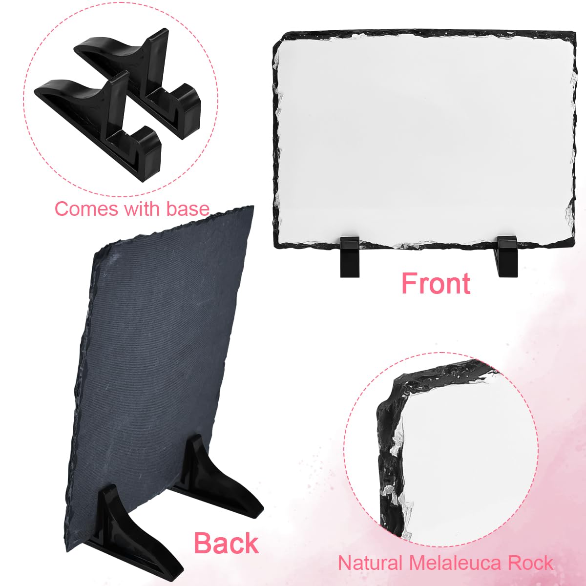 Enenes 6 x 8 Inch Sublimation Blank Slate, 3 PCS Rectangular Custom Stone Slate, Picture Frame Matte Heat Transfer Rock Photo Plaque Enenes