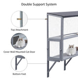 beeNbkks Cat Catio, 2 Tiers Window Box Enclosure for Multiple Indoor Cats, Expandable Wooden Cat Window Perch House, Secure Comfortable Outdoor Haven for Cats, All Weather Use, Nature Friendly Design beeNbkks