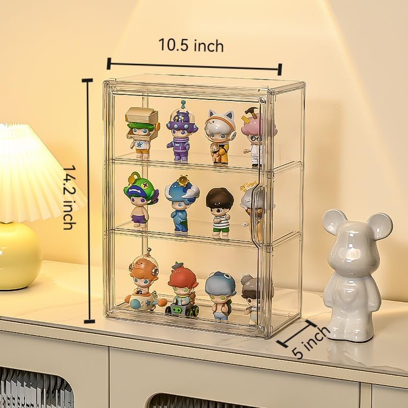 BOHOIDEE 3 Tiers Clear Display Case for Figures, Acrylic Storage Organizers Box with Magnetic Door, Wall-Mounted Dustproof Showcase for Collectibles Action Figure BOHOIDEE
