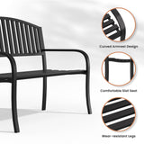 Granper Garden Bench, 50" Outdoor Bench, 660LBS Wrought Iron Porch Bench, Patio Bench with Armrests for Garden Lawn or Yard, Black Granper