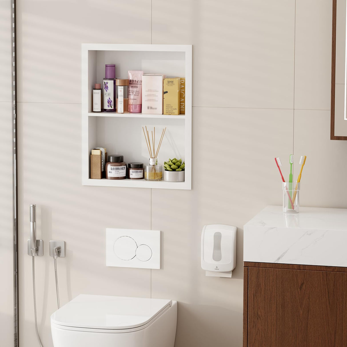 Oenalw 14x18 Medicine Cabinet Recessed Stainless Steel, 2-Tier, Medicine Cabinet Organizer,Stainless Steel Wall Niche, Bathroom Wall Cabinet, Recessed Bathroom Cabinet, Cabinet recessed Wall Cabinet Oenalw