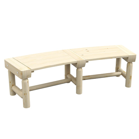Outsunny Natural Wood Semicircular Garden Bench for Outdoor Spaces Outsunny