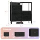 Furnulem Dresser for Bedroom Organization Fabric Dresser Units with 5 Storage Drawers Sturdy 2 Tier Shelf Large Space Dresser Bedroom Dresser for Hallway Entryway Dorm Black Furnulem