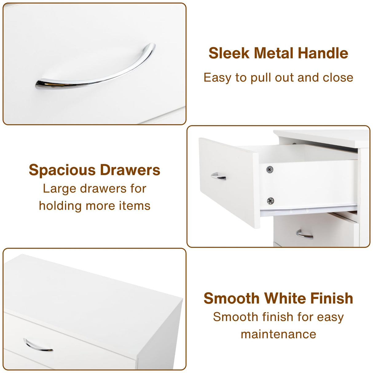 Karl home 4 Drawer Dresser for Bedroom, Small Chests of Drawers Modern Nightstand, White Dresser Chest with 4 Storage Drawers, Dressers for Nursery, Hallway, Living Room, Closet Karl home