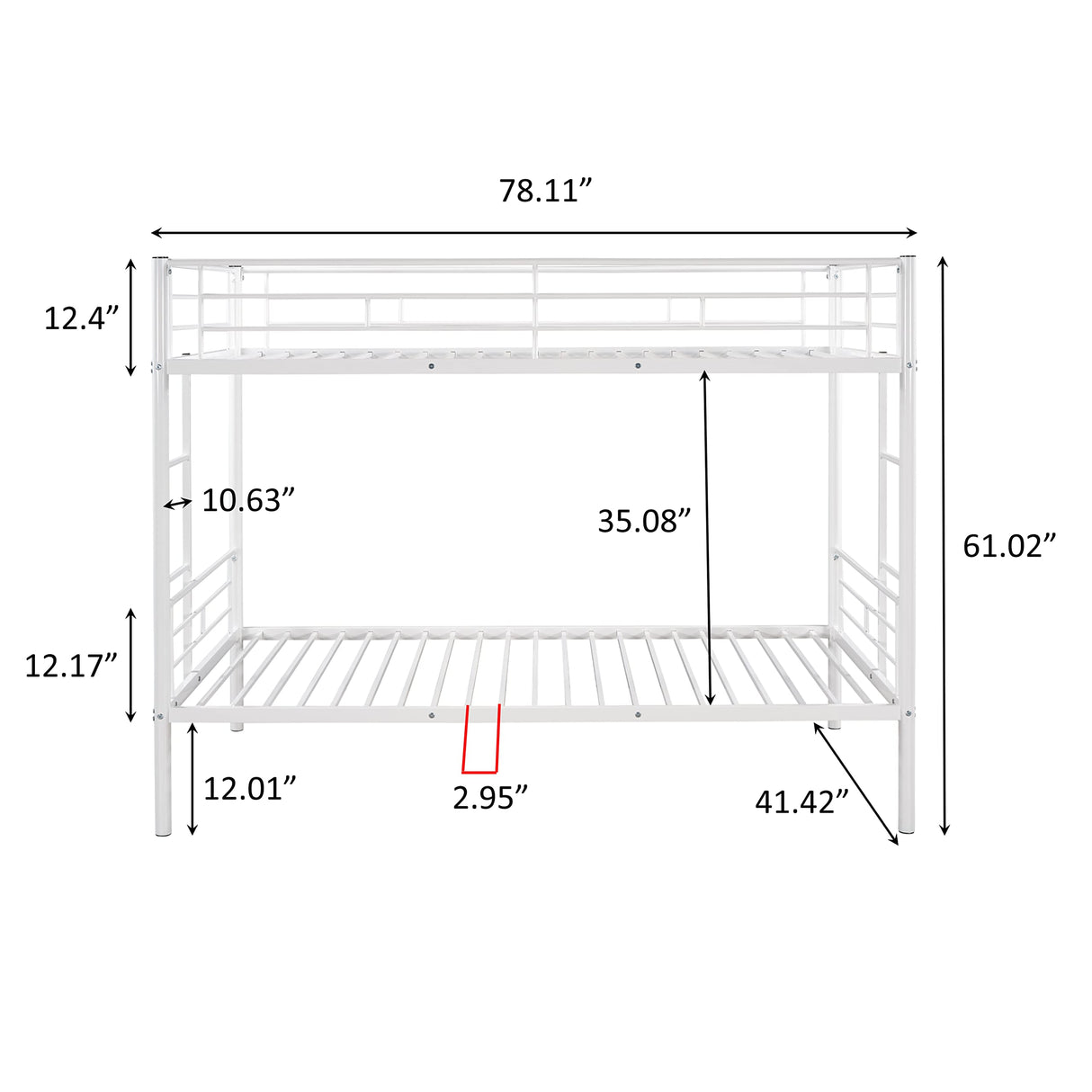 HomJoones Twin Over Twin Metal Bunk Bed with Trundle Heavy Duty Twin Size Metal Bunk Beds Frame with 2 Side Ladders Convertible Bunkbed with Safety Guard Rails,No Box Spring Needed (White2) HomJoones