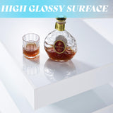 AMERLIFE High Gloss LED Coffee Table, Modern 2-Tier Center Table with LED Lights, Open Storage Space, 40in Simple Rectangular Sofa Side Table for Living Room, White AMERLIFE