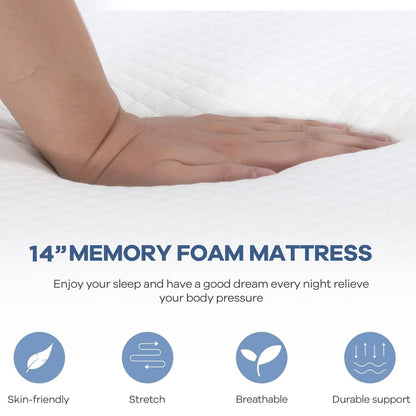 NChanmar 14 Inch Full Gel Memory Foam Mattress Pressure Relieving, Cooling Gel Foam, CertiPUR-US Certified, Bed-in-a-Box, White