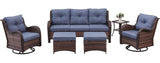 LayinSun 6 Pieces Outdoor Patio Furniture Set, Rattan Wicker Sectional Swivel Rocker Chairs Sets with Ottomans, Swivel Glider Chairs, and Coffee Table LayinSun
