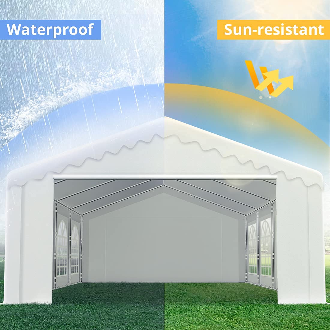 PEAKTOP OUTDOOR 20'X40' Party Tent Heavy Duty Outdoor Gazebo Wedding Tent Event Shelter Canopy with Carry Bags - WoodArtSupply