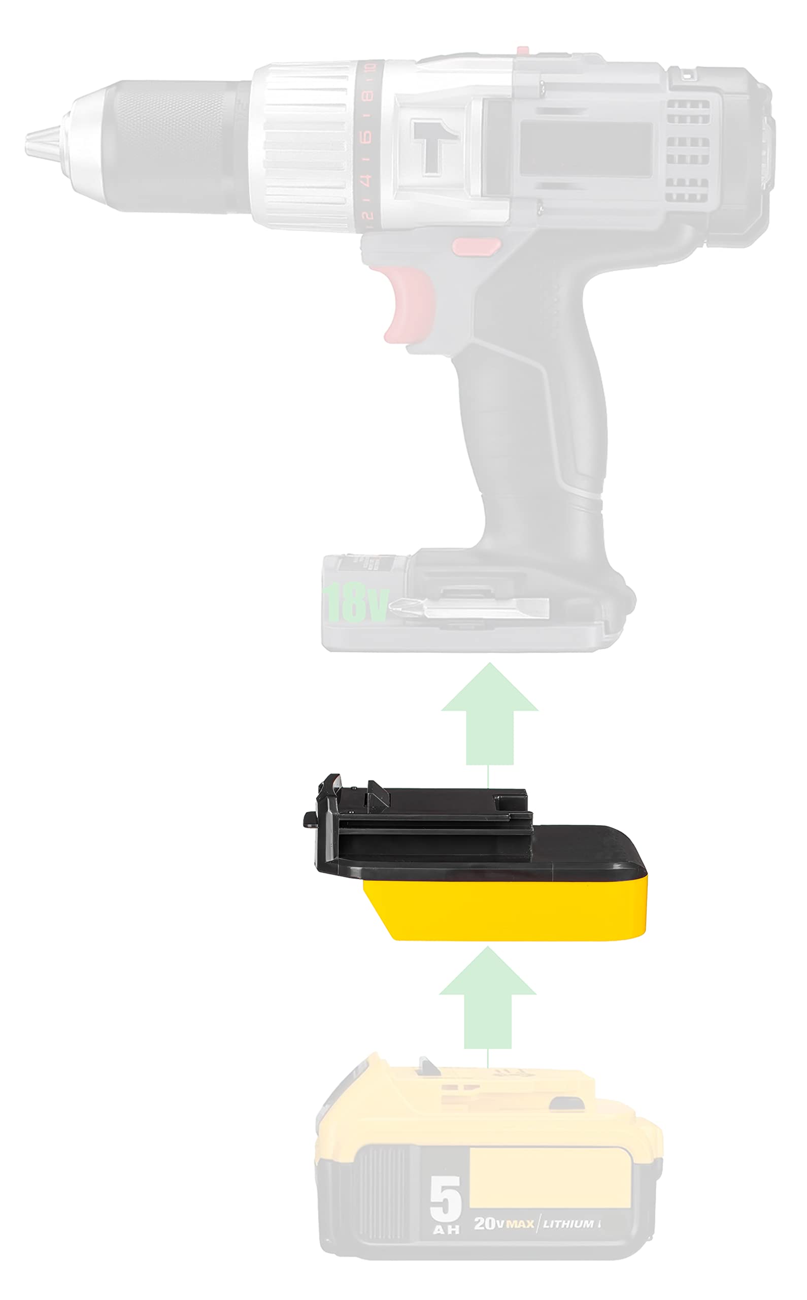 1PCS Adaptor Compatible with DeWalt 20v MAX Lithium Battery for Porter Cable 18v Old Style (Not 20v) Tools - Adaptor Only - WoodArtSupply