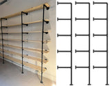 Industrial Iron Pipe Shelves, 3 Set 5-Tier, 68" Tall, 12" Depth, DIY Open Bookshelf Bookcase, Wall Mounted Vintage Retro Shelving, Rustic Farmhouse Pantry Kitchen Storage, Black Shelf Brackets Kaler