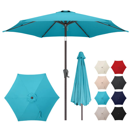 AckMizz 7.5ft Outdoor Patio Umbrella - Table Umbrella Waterprool UV Protection, Sombrillas de Patio with Push Button Tilt&Crank, Sun Umbrella for Pool, Porch, Garden, Deck, Backyard(Sky Blue) AckMizz
