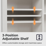 RoyalCraft 52'' Sideboard Buffet Cabinet with Storage, Farmhouse Coffee Wine Bar Cabinet with Drawers, Sliding Barn Door, Wine & Glass Rack, Console Table for Living Room, Kitchen, Wood-Tone White RoyalCraft