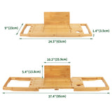 Utoplike Bamboo Bathtub Caddy Tray Bath Tray for Tub, Adjustable Bathroom Bathtub Organizer with Book Tablet Wine Glass Cup Towel Holder (24.5"-37.4") Utoplike