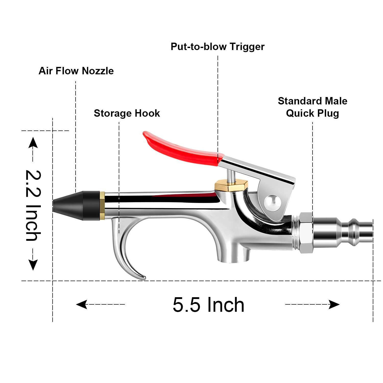 13 Pcs 2-Way Connection Air Nozzle Blow Gun Set, Air Nozzle Kit with 1/4 in Standard Quick Fitting and 8 Air Nozzles, Air Compressor Accessories for Air Inflation and Dedusting - WoodArtSupply