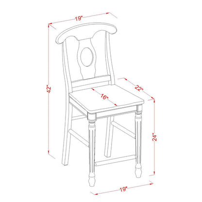 East West Furniture JAKE3-WHI-W 3 Piece Counter Height Dining Set for Small Spaces Contains a Round Wooden Table with Pedestal and 2 Kitchen Chairs, 36x36 Inch, Buttermilk & Cherry - WoodArtSupply