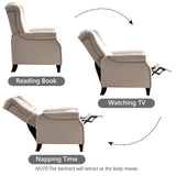 CANMOV Push Back Recliner Chair,Accent Chair,Mid Century Wingback Recliner, Fabric Push Back Recliner Chair Single Armchair Sofa with Rivet Decoration, Button-Tufted Back for Living Room, White CANMOV