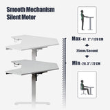 kowo L Shaped Height Adjustable Electric Standing Desk with USB C Hub & Wireless Charger, Sit Stand Corner Desk, Memory Settings, Stand Up Computer Desk Adjustable Table, White kowo