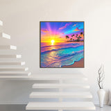 Diamond Art Painting Kits for Adults, Sunset Beach 5D Diamond Painting Dots Art Kits for Adults Beginner, Simple DIY Full Round Gem Crystal Art Paint by Diamond, Home Wall Decor 12 x 12 in BYGFHLYW