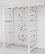 Woodandhearts Swedish Ladder Indoor Kids Gym, Montessori Play Gym Climbing Set, Wooden Indoor Playground for Toddlers with Accessories (with 3 Wall Panels, Big Bridge) Wood And Hearts