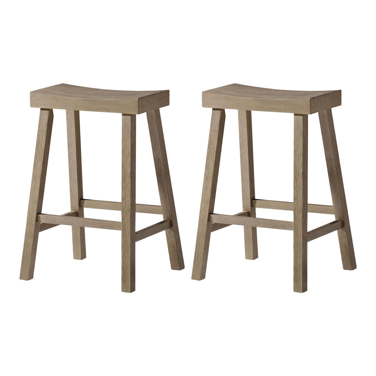 Maven Lane Kitchen Bar Stool, Modern Farmhouse Wood Counter Barstool, Kitchen Island Stool, Counter Height Bar Stools for Kitchen, Wide Seat Backless Bar Stools, Vincent 26", Antiqued Grey, Set of 2 Maven Lane