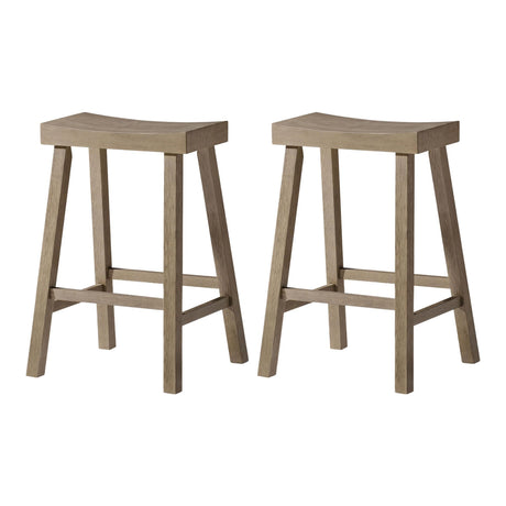 Maven Lane Kitchen Bar Stool, Modern Farmhouse Wood Counter Barstool, Kitchen Island Stool, Counter Height Bar Stools for Kitchen, Wide Seat Backless Bar Stools, Vincent 26", Antiqued Grey, Set of 2 Maven Lane