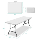Generic 6 ft Folding Table, Foldable Dining Table, White Plastic Table, Lightweight Portable Table, Industrial Workbench for Indoor Outdoor, Picnic, Camping, Board Game with Handle, Locks - White Generic