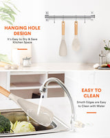 Cooking Spoon and Rice Scooper for Nonstick Cookwares, Great for Cooking and Serving Durable BPA-Free Matte Silicone, Wood Handle Spoon for Mixing, Scoop, and Scrape (KHAKI) Badiano