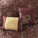 Madison Park Essentials Brystol 24 Piece Room in a Bag Faux Silk Comforter Jacquard Paisley Design Matching Curtains Down Alternative Hypoallergenic All Season Bedding-Set, King (104 in x 92 in), Red Madison Park