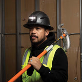 Klein Tools 60347 Hard Hat, Vented Full Brim, Class C, Premium KARBN Pattern, Rechargeable Lamp, Padded Sweat-Wicking Sweatband, Top Pad Klein Tools