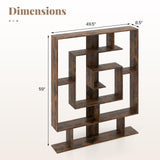 Tangkula Irregular Wooden Bookshelf, Geometric Bookcase w/Open Compartments & 2 Anti-Tip Kits, Decorative Freestanding Display Shelf, Modern Storage Organizer for Living Room, Office (Rustic Brown) Tangkula