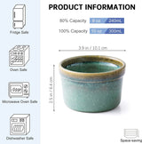 Ramekins 8 oz Oven Safe for Creme Brulee, Souffle Dishes - Ceramic Baking Bowls Set of 4 for Pudding Cups, Custard, Ice Cream, Dips and Appetizers - Light Green HENXFEN LEAD