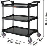 VEVOR 3 Shelf Heavy Duty Utility Cart, 154LBS Capacity, 37.4" x 15.7" x 32.7", Black VEVOR