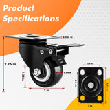 2" Casters Set of 8 Heavy-Duty Industrial Caster Wheels with Brake PU No Noise Wheels with Double Locking and Double Ball Bearing Swivel Locking Casters for Workbench, Furniture, Plate Castors Black GcFoir