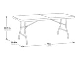 Office Star Resin Rectangle Center-Folding Portable Table for Picnics, Camping, and Tailgating, 6 Feet Office Star Products