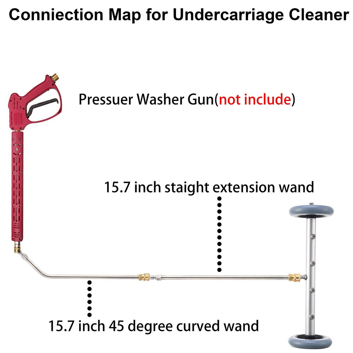 RIDGE WASHER Pressure Washer Undercarriage Cleaner, 16 Inch Undercarriage Washer, Pressure Washer Under Car Cleaner with Straight Extension Wand, 4000 PSI RIDGE WASHER