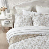 Laura Ashley - Twin Quilt Set, Reversible Floral Cotton Bedding with Matching Sham, Home Decor for All Seasons (Walled Garden Brown, Twin) Laura Ashley