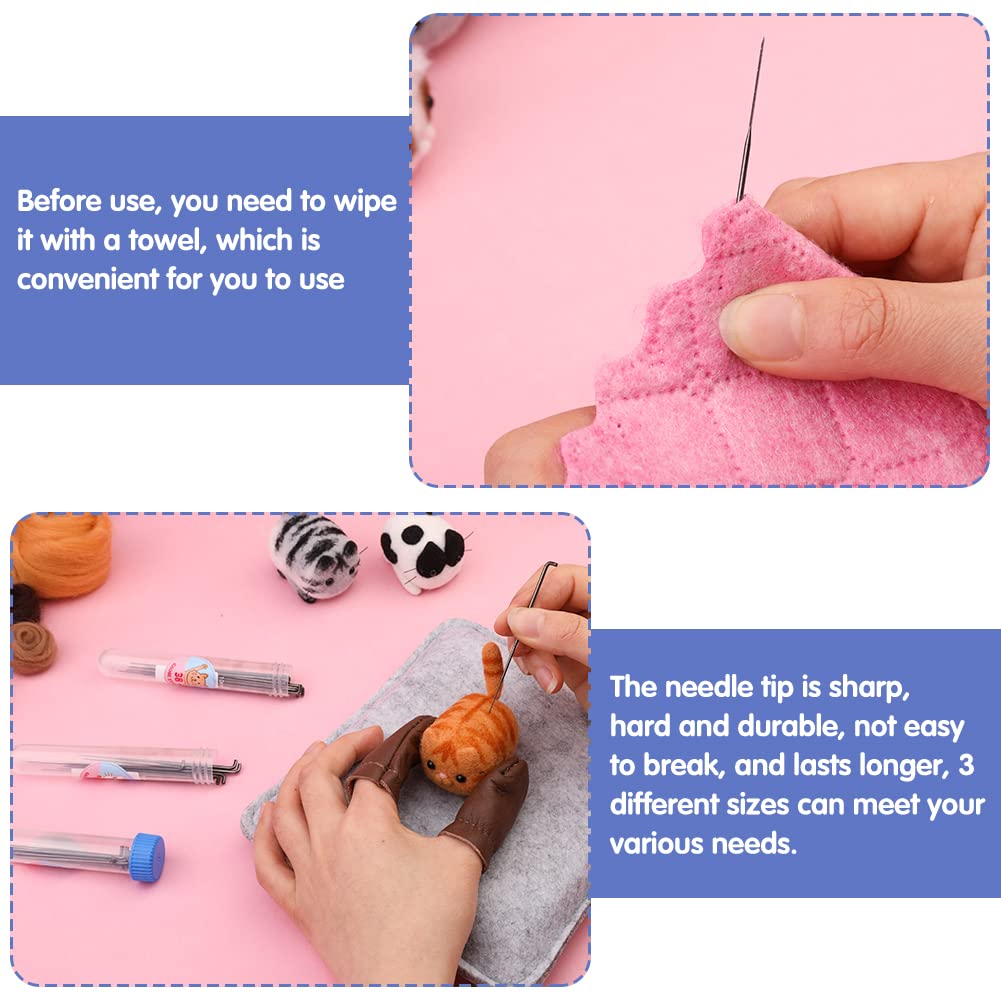 UOOU Needle Felting Beginners Kit with Box,Needles Felting Supplies with 24Pcs Felting Needles,Felting Pad,Wool Roving,DIY Needle Felting Cat Dolls UOOU
