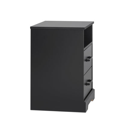 Prepac 2 Drawer Nightstand, 16.25in x 18.75in x 24.5in, Rustic Black - WoodArtSupply