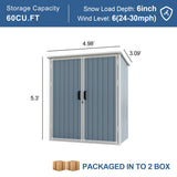 Outdoor Storage Shed, 5x3FT Resin Shed with Floor and Lockable Doors, 80 Cu.Ft Waterproof Patio Storage Cabinet, Plastic Construction for Outdoor Storage Breezestival