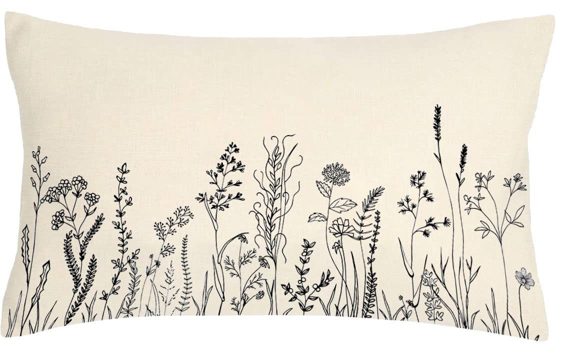 MFGNEH Farmhouse Pillow Covers 12x20 Inch Wild Flower Lumbar Throw Pillow Covers Home Decorative Pillows Spring Summer Decorations Cushion Case for Couch Sofa A539 MFGNEH
