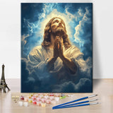 Paint by Number Kits Jesus Prayer Painting Kits for Adults DIY Number Painting for Adults Jesus Bathed in Light Paint by Numbers on Canvas Stress Relief Activity Wall Decor Gift for Friends(40x50cm) TUMOVO