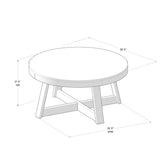Plank+Beam Classic Round Coffee Table, 36" Farmhouse Coffee Table, Mini Center Tables for Small Spaces, Small Living Space Tea Table, Pecan Wirebrush Plank+Beam