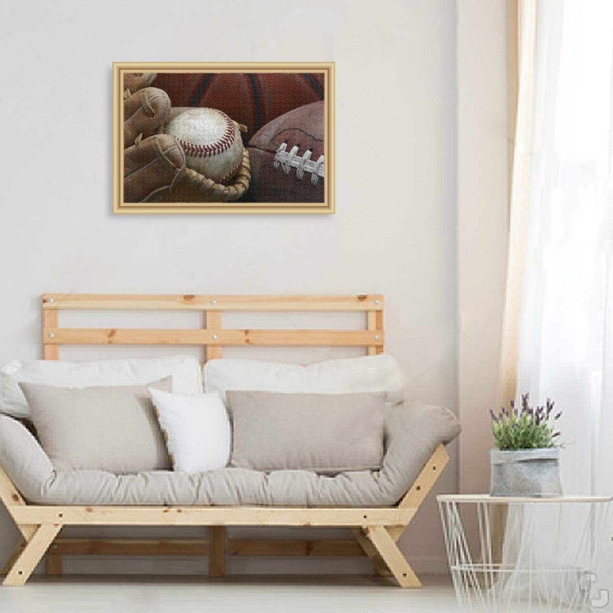 Large Jigsaw Puzzle 1000 Piece Vintage Baseball American Football Basketball Puzzle Toy DIY with Educational Intellectual Fun Family Game Puzzle Art for Adult Kids CanGbay