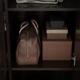 AGOTENI Large Bedroom Wardrobe Closet with 1 Mirror & 2 Drawers, 70.9" H Tall Armoire Clothes Closet with Doors and Shelves, Hanging Rod, Dark Brown AGOTENI