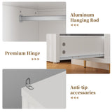 HLR Armoire Wardrobe Closet with Drawers, 72" Tall Modern Bedroom Armoire with Hanging Rod, Large freestanding Wooden Wardrobe Cabinet for Bedroom, Cloak Room (White) HLR