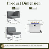 LayinSun 9 Pieces Modern Aluminum Patio Furniture Set with Fire Table, Outdoor Modular Sectional Conversation Set L-Shaped Sofa for Backyard LayinSun